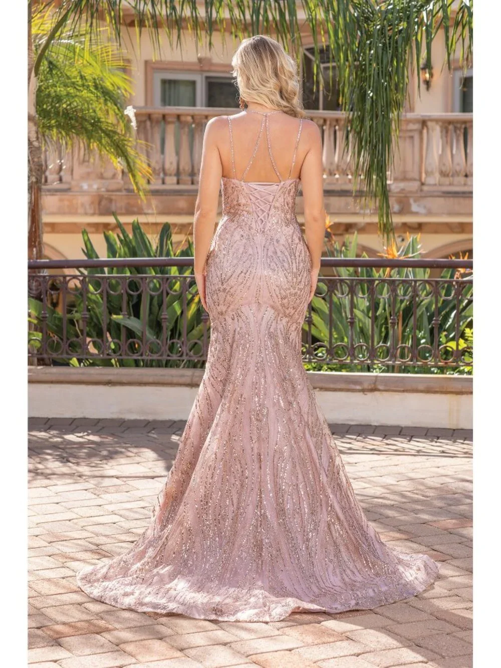 NEW ROSE-GOLD Evening Gown Floor Length Formal Elegant Stunning 4337